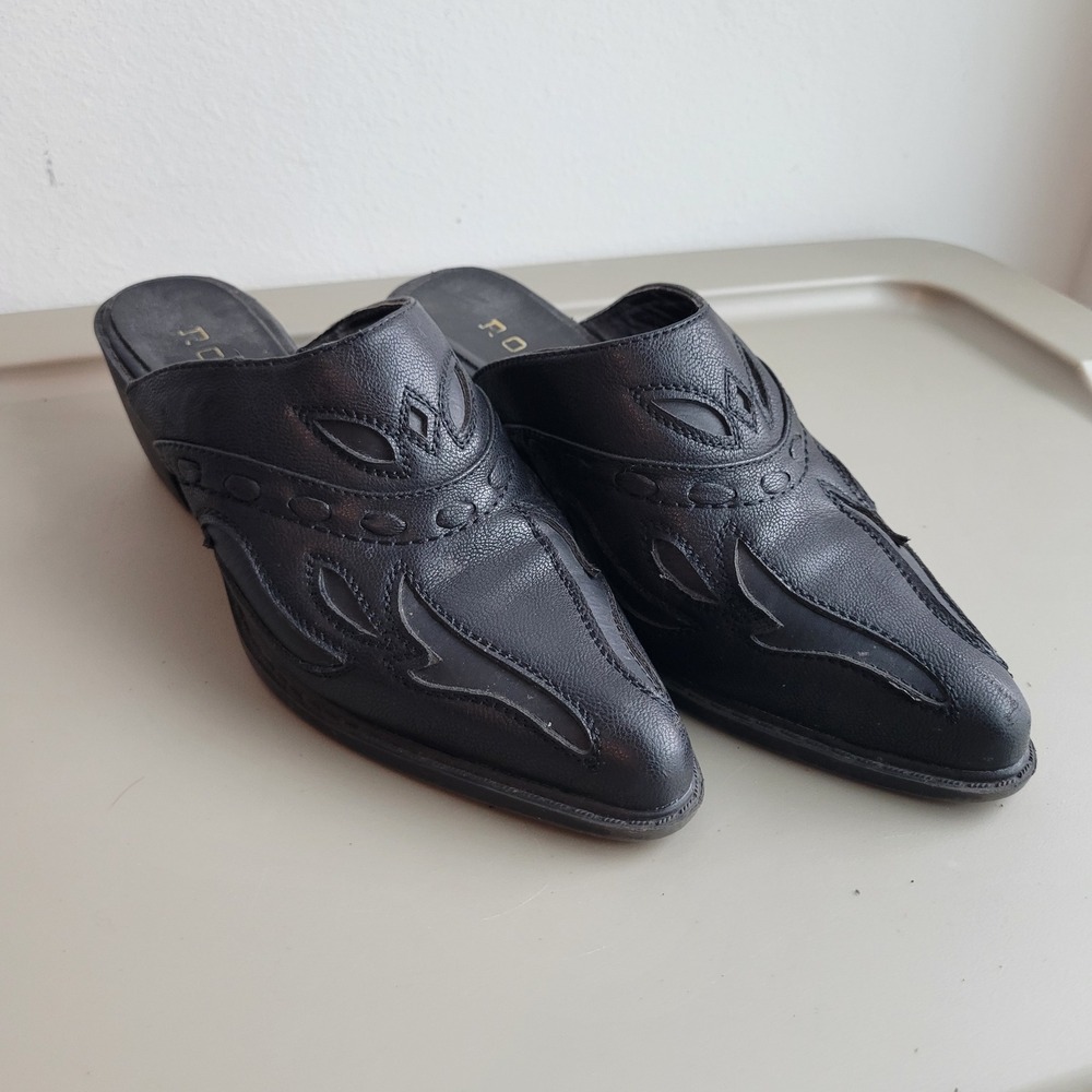 Roper Womens Black Western Mules Pointed Toe Block Heel Slip On Shoes 6.5